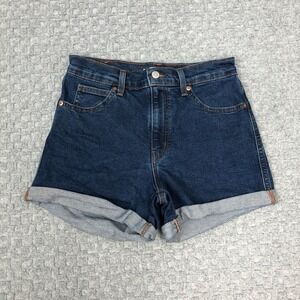 Signature Levi Strauss Shorts Womens 4/28 Blue Denim High Rise Heritage Cuffed